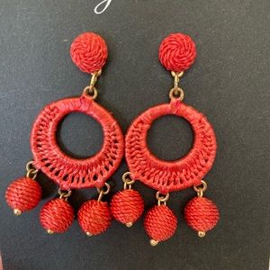 J. Crew Drop Earrings in Brilliant Red Sunset - NEW!